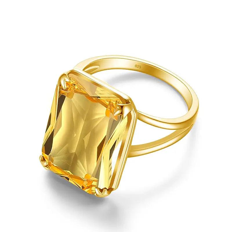 Bague Carrée Or Jaune 375 et Citrine - Aurora