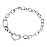 Bracelet argent grosse maille avec coeur pour femme