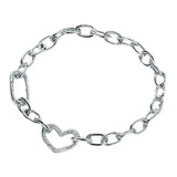 Bracelet argent grosse maille avec coeur pour femme