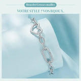 Bracelet argent grosse maille avec coeur pour femme - La Colibry