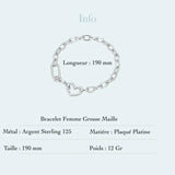 Bracelet argent grosse maille avec coeur pour femme - La Colibry