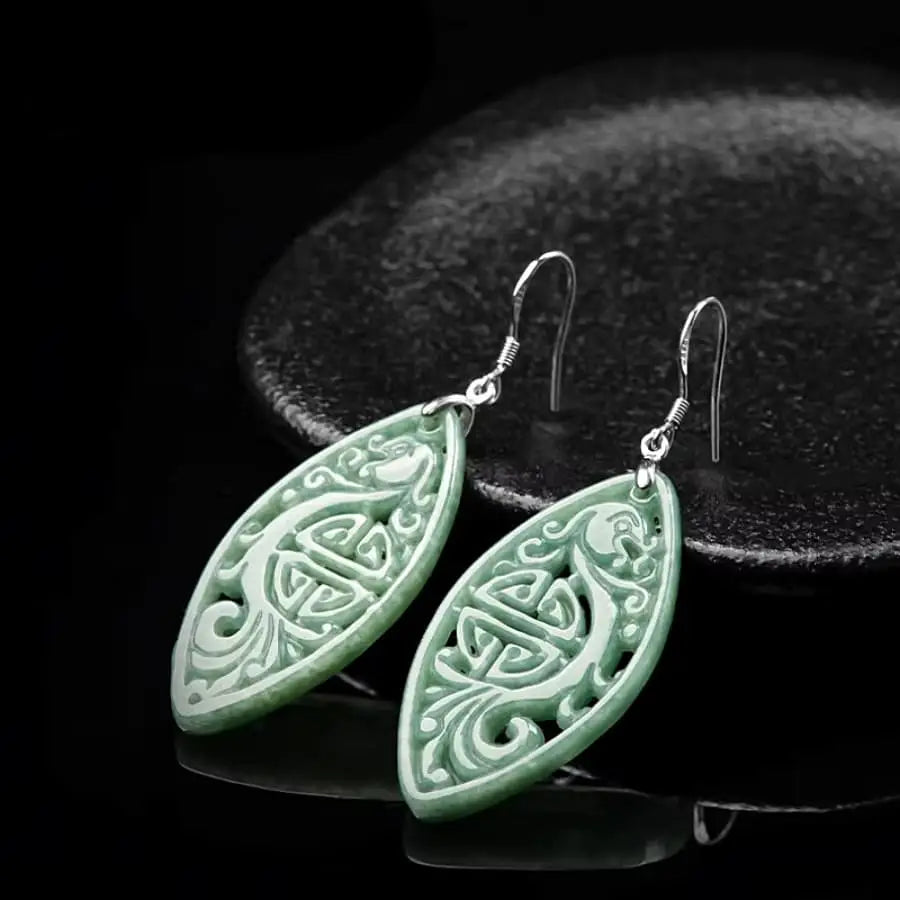 Boucles d'oreilles pendantes Infinity Jade avec perle – Gabi The Label