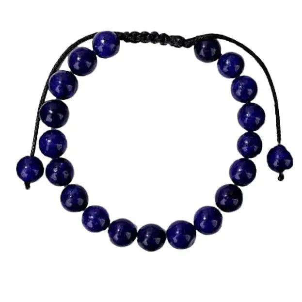 Bracelet Main En Argent 925 & Lapis-Lazuli - Bijou Artisanal Réglable Pierre Bleue