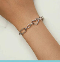 Bracelet argent grosse maille avec coeur pour femme - La Colibry