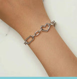 Bracelet argent grosse maille avec coeur pour femme - La Colibry