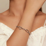 Bracelet argent grosse maille avec coeur pour femme - La Colibry