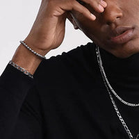 Bracelet en perles d'argent pour hommes - Élégance intemporelle