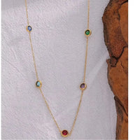 Collier plaqué or, acier inoxydable et zircon