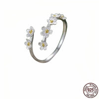 Bague argent bohème – Fleur myosotis réglable