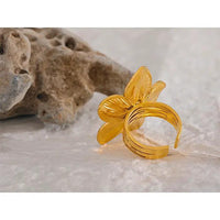Bague fleur pour femme dorée en acier inoxydable - La Colibry