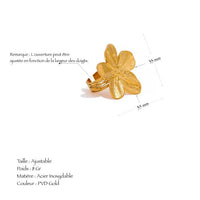 Bague fleur pour femme dorée en acier inoxydable - La Colibry