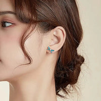 Boucles d’oreilles en argent originales – Libellule émail bleu