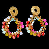 Boucle d'Oreille ethnique bohème en cristal et acier inoxydable