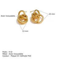 Boucles d’oreilles dorées acier inoxydable – Multi-anneaux PVD