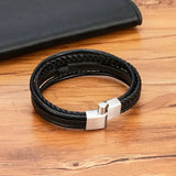 Bracelet pour homme en cuir tressé