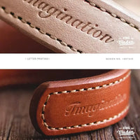 Bracelet homme en fleur de cuir véritable avec gravure "Imagination" – élégance naturelle et rétro