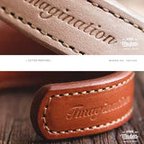 Bracelet homme en fleur de cuir véritable avec gravure "Imagination" – élégance naturelle et rétro