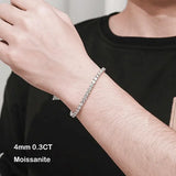 Bracelet tennis homme 4 mm en moissanite ou zircon – éclat discret, idéal pour une touche élégante au quotidien.