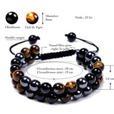 Bracelet Triple Protection en œil du tigre, hématite et obsidienne noire