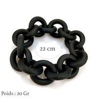 Bracelet upcyclé caoutchouc noir 22 cm, poids 20 grammes, modèle léger et écologique en matériaux recyclés