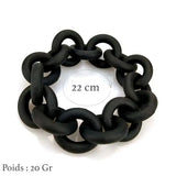 Bracelet upcyclé caoutchouc noir 22 cm, poids 20 grammes, modèle léger et écologique en matériaux recyclés