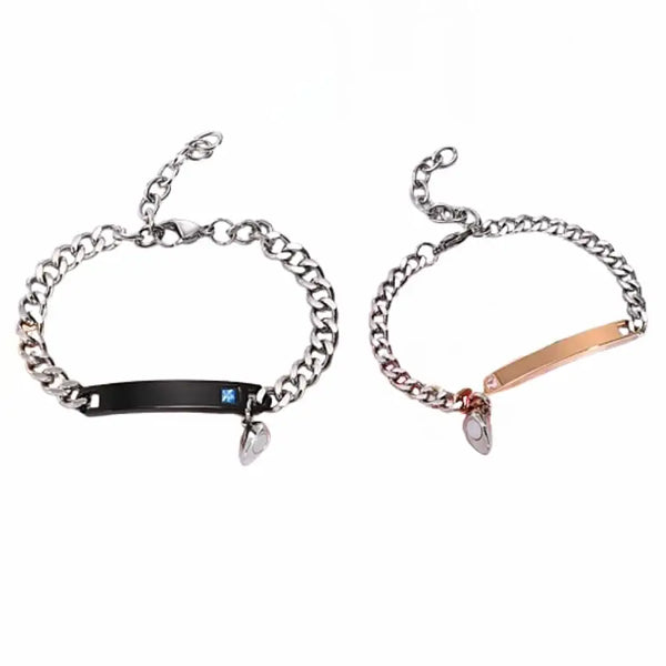 Bracelet couple aimanté inoxydable – Lien d’amour durable