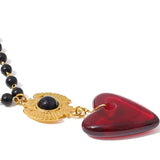 Collier Cœur Rouge en Acier Inoxydable et résine