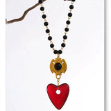 Collier Cœur Rouge en Acier Inoxydable et résine