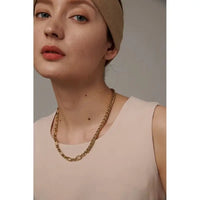 Collier Chaîne Tendance: Acier et Plaqué Or/Argent