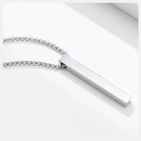 Collier en acier inoxydable avec pendentif rectangulaire homme