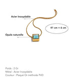 collier en acier inoxydable et pierre naturelle d'opale
