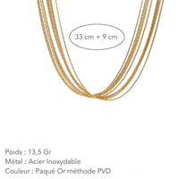 Collier Multirang en Acier Inoxydable plaqué couleur Or