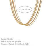 Collier Multirang en Acier Inoxydable plaqué couleur Or