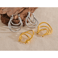 Créoles plaqué or : Trois anneaux en un - La Colibry