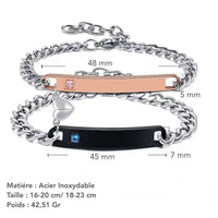 Bracelet couple aimanté inoxydable – Lien d’amour durable