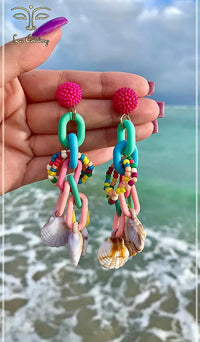 Boucles d'Oreilles pendantes Coquillages et couleurs Tutti Frutti