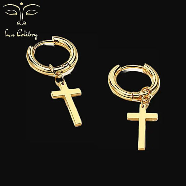Boucles D'oreilles Croix Vissées - Argenté, Style Streetwear Boucles D'oreilles Croix Vissées - Argenté, Style Streetwear