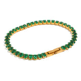 Bracelet Riviere vert zircon et acier inoxydable plaqué Or